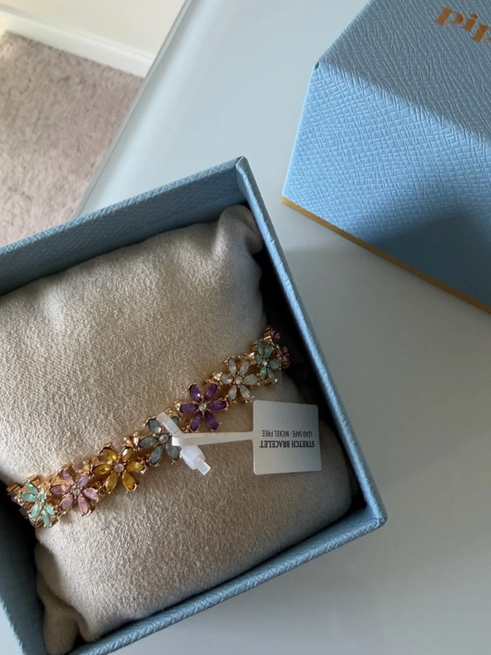Floral colorful Crystal gold stretch Bracelet